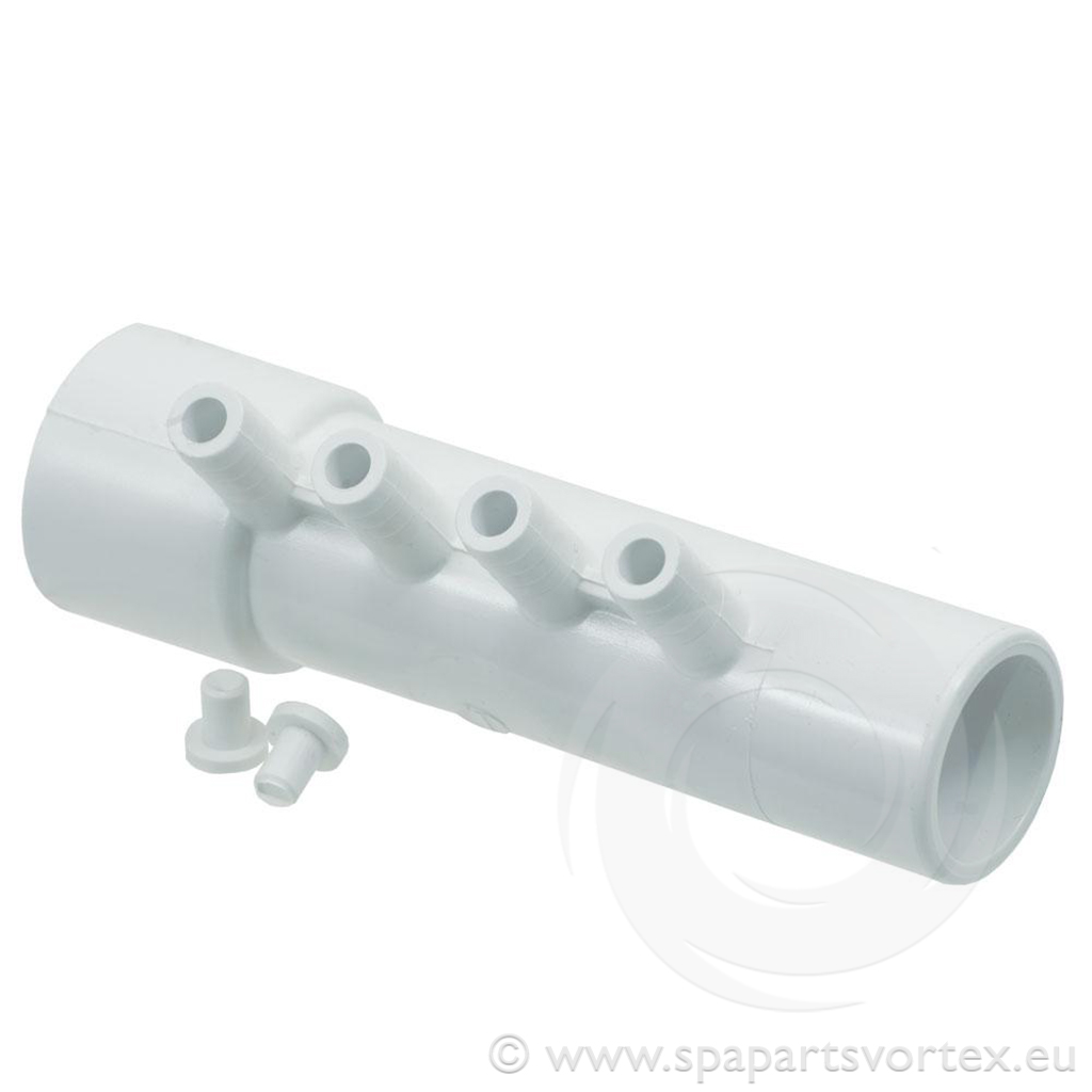 Air Manifold 1"S x 1" Spg x 3/8" RB (4 Barb)