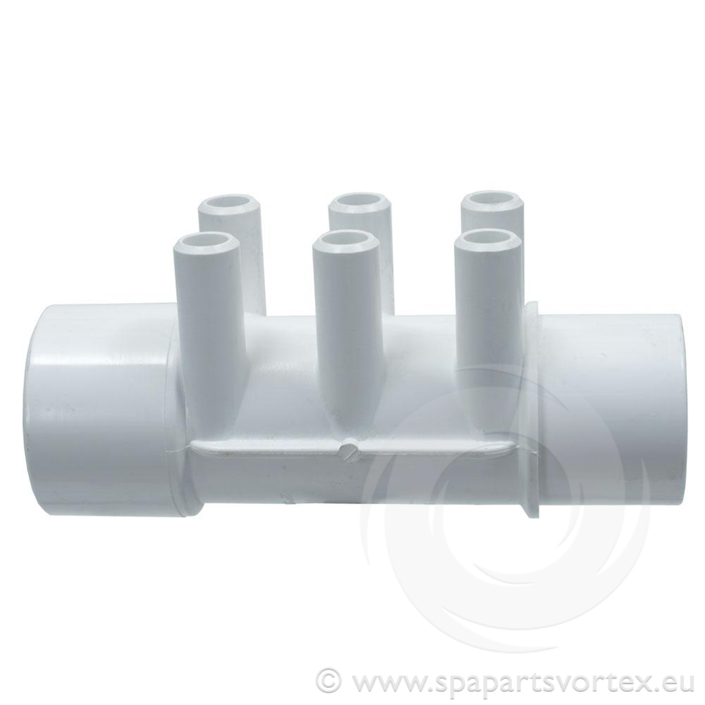 [PL-10230] Water Manifold 2" S x 2" Spg x 3/4" SB (6 Barb)