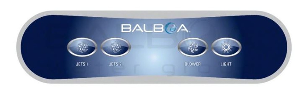 Balboa AX40 Control Panel Overlay (Jets 1, Jets 2, Blower & Light)