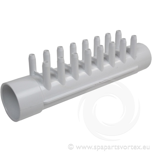 [PL-14200] Air Manifold 1.5" S x 1.5" Spg x 3/8" SB (16 Barb)